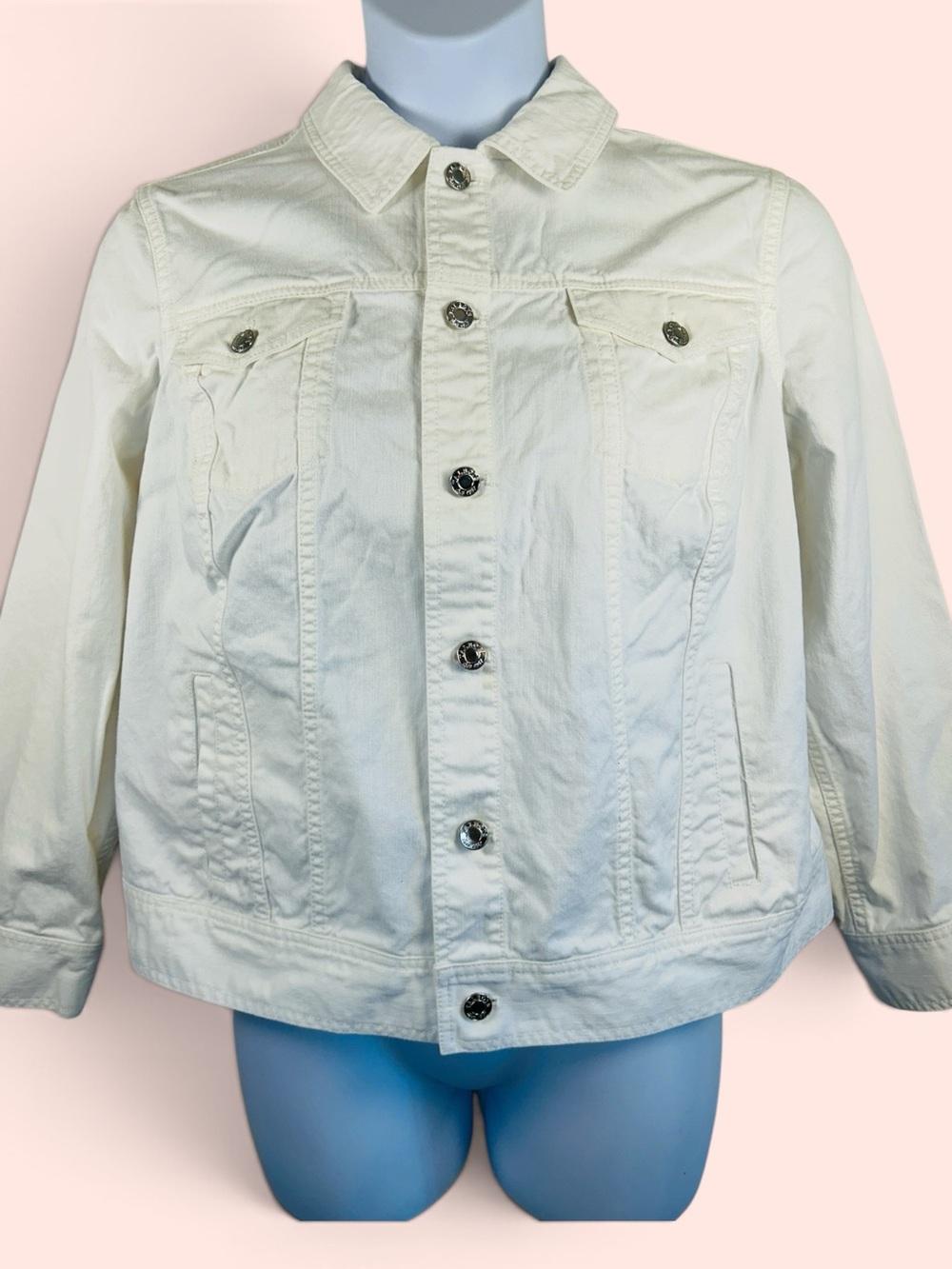 Talbots Women’s Size 1XP Petite White Classic Stretch Denim Jean Jacket